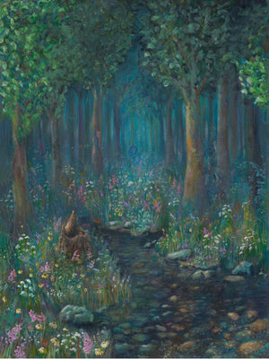 Original mixed-media painting titled "A Step Outside" by Michelle Passey Studio depicting a peaceful outdoor scene in daylight.