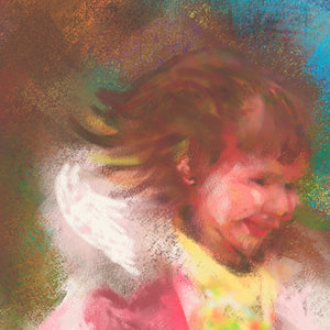 Children playing and frolicking in a fine art print titled "Catch Me If You Can" by My Store.