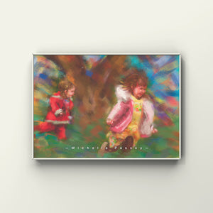 Fine art print titled "Catch Me If You Can" featuring vibrant abstract designs, suitable for wall decor.