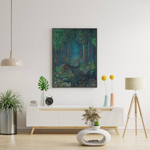 Original mixed-media painting titled "A Step Outside" by Michelle Passey Studio, featuring vibrant colors and textured details.